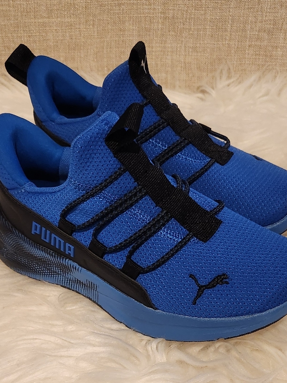 Puma Kids Blue and Black Slip-On Athletic Sneakers